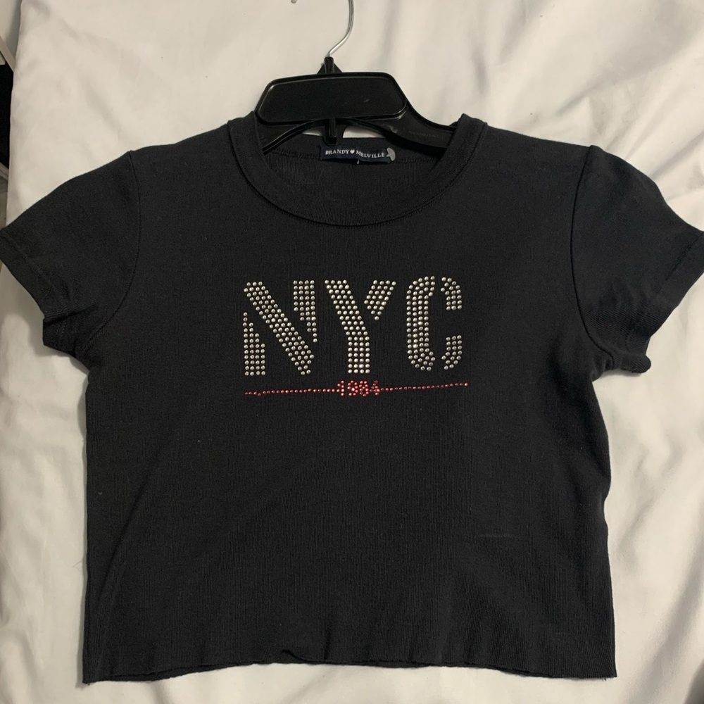 Brandy Melville black graphic crop tee